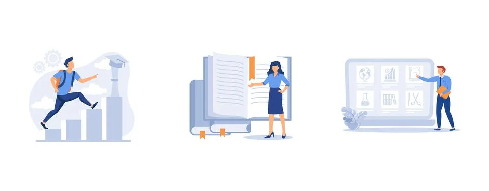 Public school. K-12 program, school curriculum, course enrollment, learning c Stock Illustration