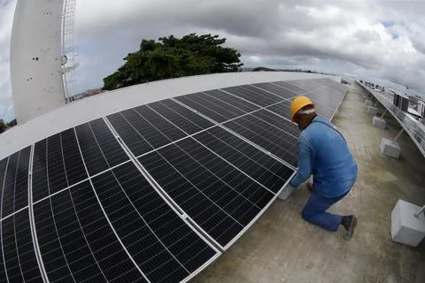 Public school solar panel Stock Photos