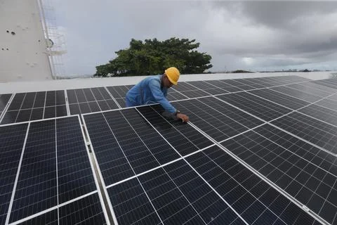 Public school solar panel Stock Photos