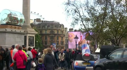 Public screen in trafalgar square Stock Footage 10809246