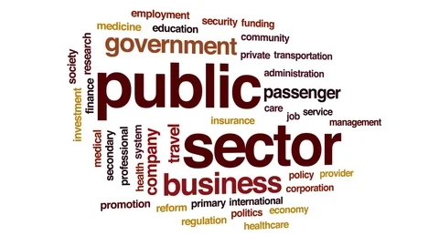 Public sector animated word cloud, text design animation. Stock Footage