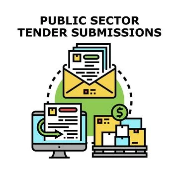 Public sector tender submissions process for procurement Stock Illustration