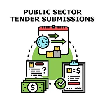Public sector tender submissions process concept illustration Stock Illustration