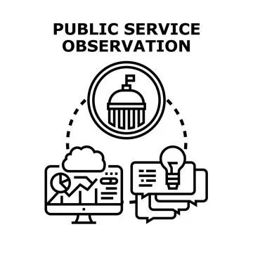 Public service observation managing data and feedback Stock Illustration