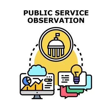 Public service observation managing data and feedback Stock Illustration