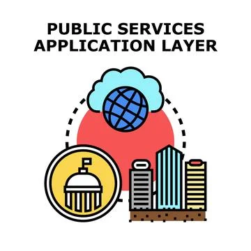 Public services application layer computing architecture concept Stock Illustration