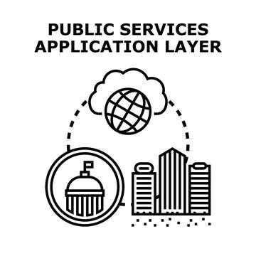 Public services application layer computing architecture concept Stock Illustration