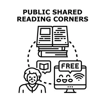 Public shared reading corners concept illustration Stock Illustration