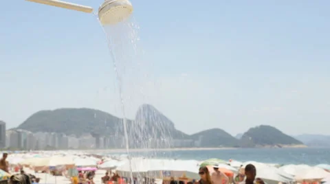 Public Shower from Copacabana Beach - Ri... | Stock Video