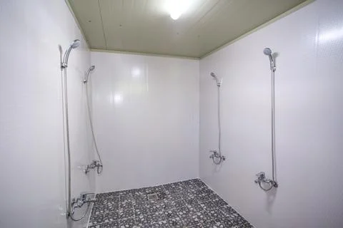 Public Shower Room Facility 스톡 사진