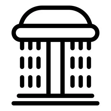 Public shower with water falling down from round roof Ilustración de archivo