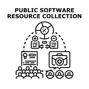 Public software resource collecting and sharing concept Stock Illustration