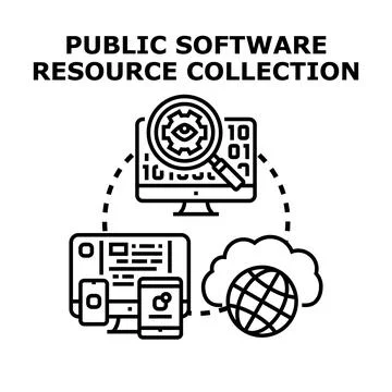 Public software resource collecting and analyzing concept イラスト素材