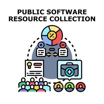 Public software resource collecting and sharing concept Ilustração Stock
