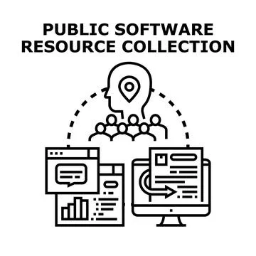 Public software resource collection for teamwork and accessibility 库存插图