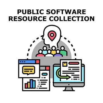 Public software resource collection for teamwork and accessibility Stockillustratie