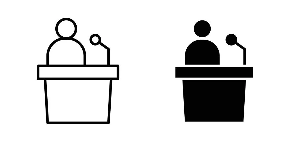 Public speaker icon vector concepts, line and silhouette style Stock Illustration