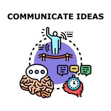 Public speaking communicating ideas and creative thoughts Stock Illustration