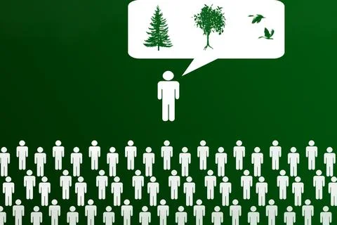 Public speaking concept. Open trainings. Environmental Protection. care for natu Stock Illustration