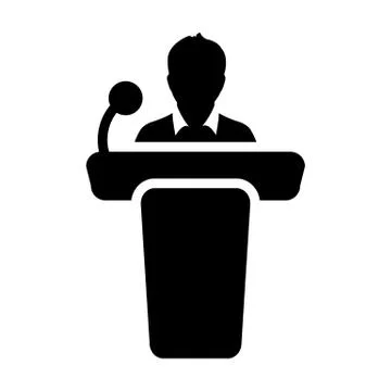Public Speaking Icon Vector Male Person on Podium for Presentation illustration Stock Illustration