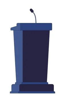 Public speaking podium with microphone 2D cartoon clip art Illustrazione stock