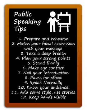 Public speaking tips blackboard Stock-Illustration
