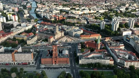 Public Square And Traffic Intersection In The City Of Berlin In Germany. Stock Footage 237519427