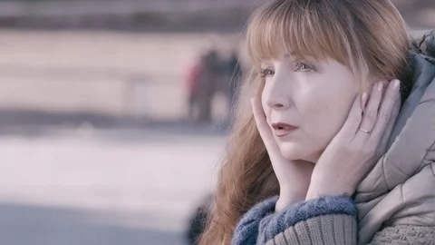 Public Square Despair: Gaze Lost in Thought Among Historic Stones Stock Footage 273385757