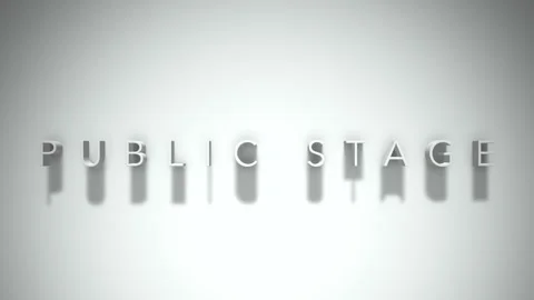 Public stage 3D title animation white text on a white background Stock Footage 299747380