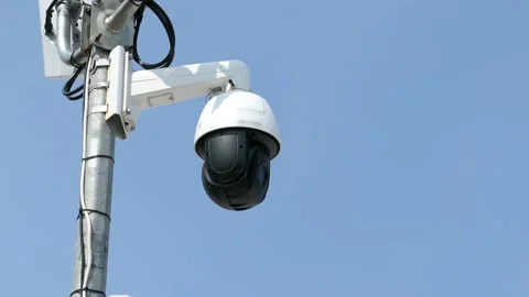 Public Surveillance CCTV Security Camera Scanning and Monitoring the Area 動画素材 163548762