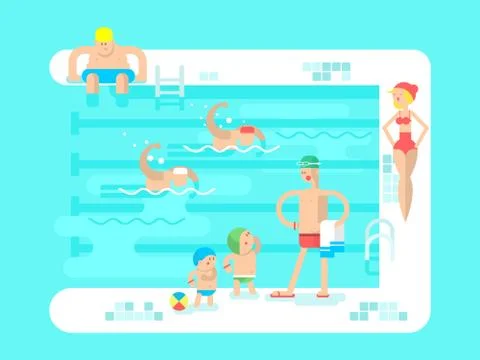 Public swimming pool Stock Illustration