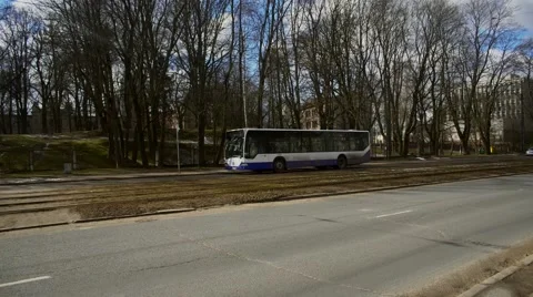 Public Traffic in Riga Stock Footage 61420152