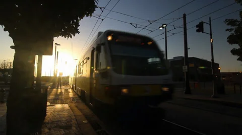 Public train approaching station Video stock 36496062