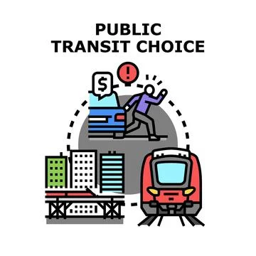 Public transit choice decision making for commuting Stock Illustration