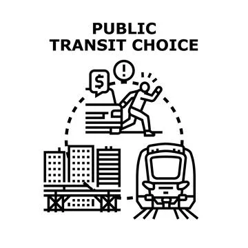 Public transit choice decision making for commuting Stock Illustration