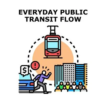 Public transit flow concept creating urban mobility solution Ilustração Stock