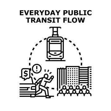 Public transit flow concept creating urban mobility solution Ilustração Stock