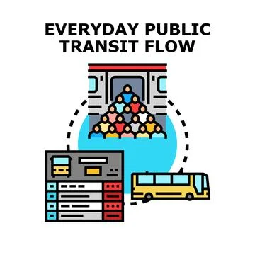Public transit flow transporting commuters daily concept Stock Illustration