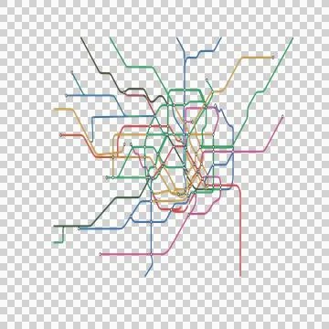 Public Transit Map Metro Network Line Vector Illustration Ilustración de archivo