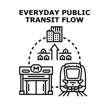 Public transit mobility connecting urban suburban areas Stock Illustration