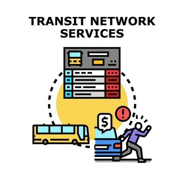Public transit network services organizing travel routes Illustration