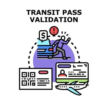 Public transit pass validation and fare evasion concepts Stock Illustration
