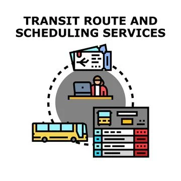 Public transit route and scheduling service management Stock Illustration