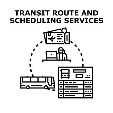 Public transit route and scheduling service management Stock Illustration
