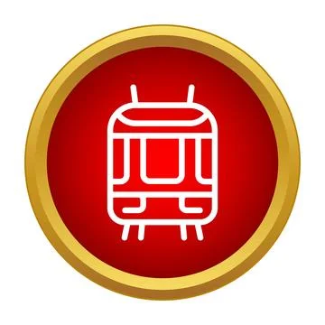 Public transport button icon with tram symbol Illustrazione stock