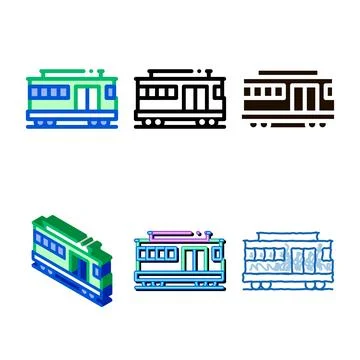 Public transport cable car vector thin styles line icon Stock Illustration