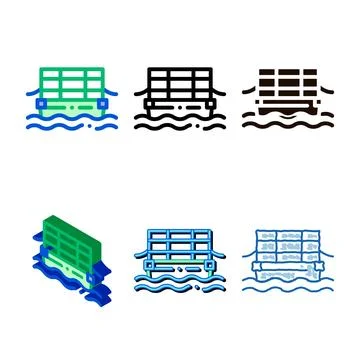 Public transport cable ferry vector thin minimal line icon Stock Illustration