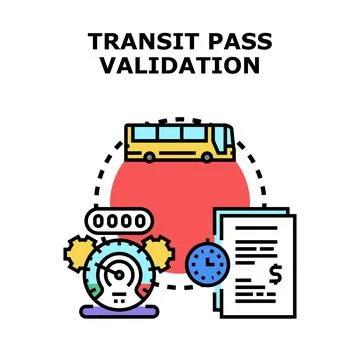 Public transport pass validation process illustration Illustrazione stock