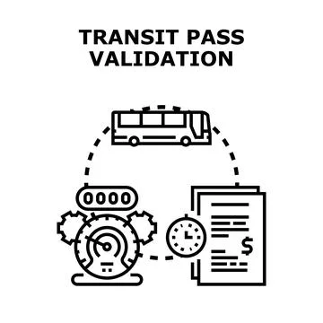 Public transport pass validation process illustration Illustrazione stock