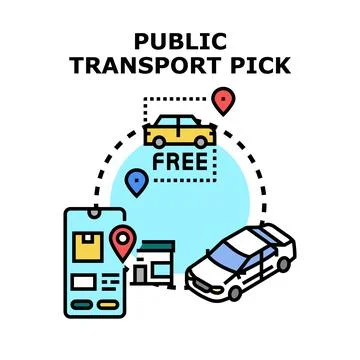 Public transport pick car sharing service concept Stock Illustration